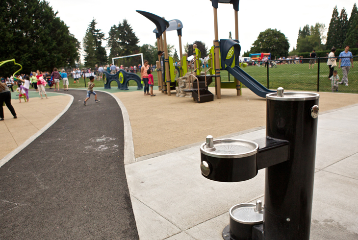 THPRD's ADA Access Audit and Transition Plan will help provide new amenities (like this accessible drinking fountain at Barsotti Park) and remove barriers than hinder access for guests with disabilities.