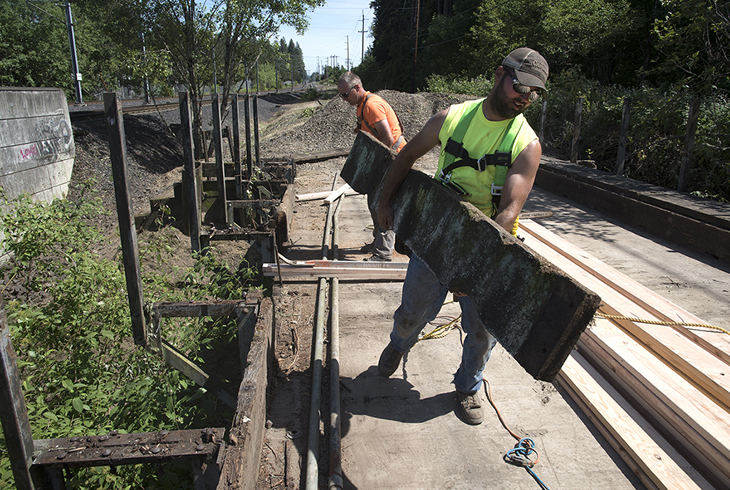 Construction underway on one of the final links to a 10-mile trail backbone