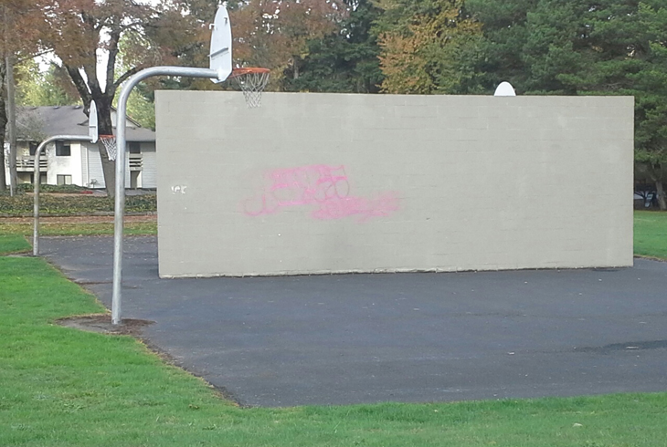 This hitting wall, the frequent target of vandals, will be removed from the park adjacent Harman Swim Center this fall.