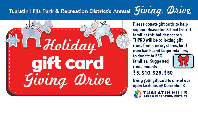 THPRD's Holiday Gift Card Giving Drive is underway!